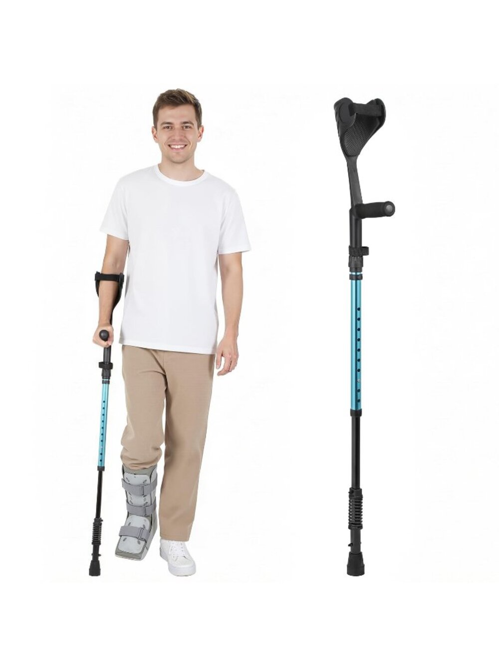 Carehofu Forearm Crutch - Spring Assist, Blue